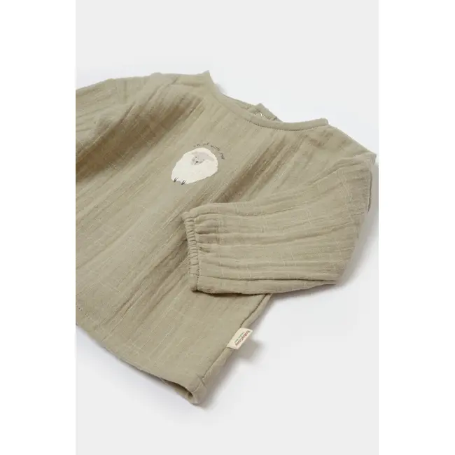 Set bluza si pantaloni, Winter muselin, 100% bumbac - Verde, BabyCosy (Marime: 18-24 Luni) JEMBC-CSYM7016-18