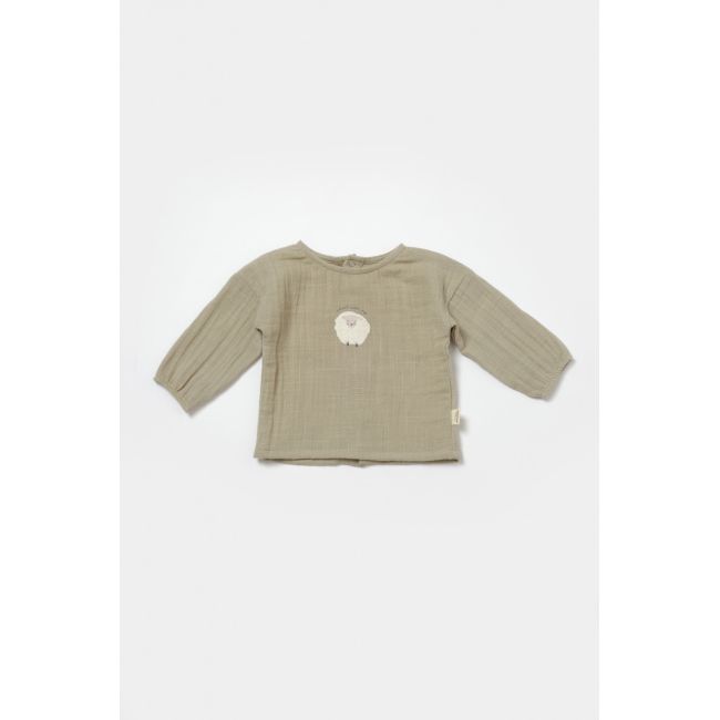 Set bluza si pantaloni, Winter muselin, 100% bumbac - Verde, BabyCosy (Marime: 3-6 Luni) JEMBC-CSYM7016-3