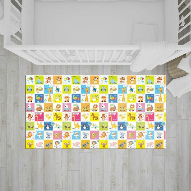 Bocioland - Covoras de joaca Happy Day, Pliabil, Protectie impotriva loviturilor, Dimensiune mare, 200 x 150 cm, Cu Imprimeu pe ambele parti, Potrivit pentru utlizare atat in interior, cat si in exterior BYNBL123