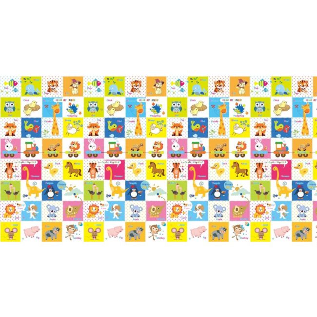 Bocioland - Covoras de joaca Happy Day, Pliabil, Protectie impotriva loviturilor, Dimensiune mare, 200 x 150 cm, Cu Imprimeu pe ambele parti, Potrivit pentru utlizare atat in interior, cat si in exterior BYNBL123
