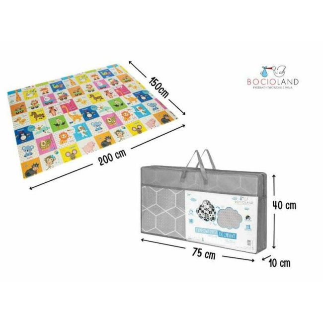 Bocioland - Covoras de joaca Happy Day, Pliabil, Protectie impotriva loviturilor, Dimensiune mare, 200 x 150 cm, Cu Imprimeu pe ambele parti, Potrivit pentru utlizare atat in interior, cat si in exterior BYNBL123