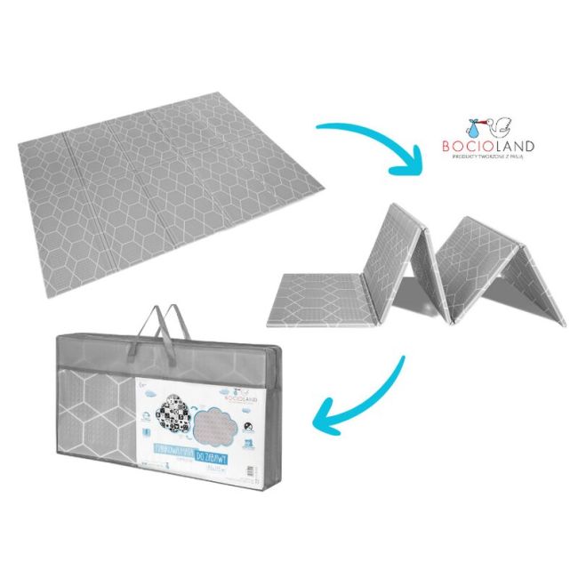 Bocioland - Covoras de joaca Honeycomb, Pliabil, Protectie impotriva loviturilor, Dimensiune mare, 200 x 150 cm, Cu Imprimeu pe ambele parti, Potrivit pentru utlizare atat in interior, cat si in exterior BYNBL121