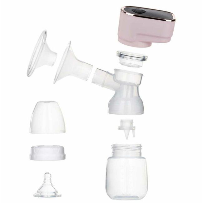Bocioland - Pompa electrica de san, Clara, Modul de stimulare, Aspirare si functie masaj, Cu biberon si o suzeta, Pink BYNBL101