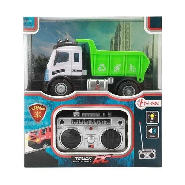 Camion gunoi cu telecomanda, lumini si sunete 13cm Toi-Toys TT25008ZG BBJTT25008ZG_Verde