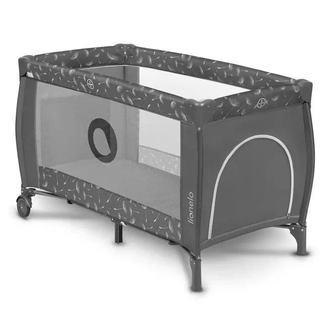 Lionelo - Patut pliant cu doua nivele Sven Plus, 120x60 cm, arcada jucarii, masuta de infasat, vibratii, melodii, conform cu standardele europeane de securitate EN716 si EN12221, Grey BYNLO-SVEN_PLUS_GREY_CONCRETE