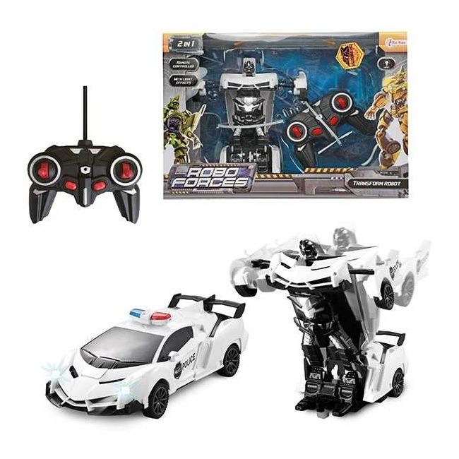 Masina de politie Transformer Roboforces, cu telecomanda si lumini Toi-Toys TT25854A BBJTT25854A_Alb