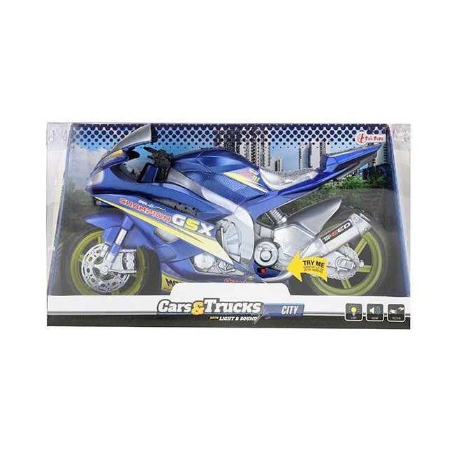 Motocicleta de Curse cu Lumini si Sunete 30 cm Toi-Toys TT29210Z BBJTT29210Z_Albastru