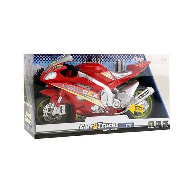 Motocicleta de Curse cu Lumini si Sunete 30 cm Toi-Toys TT29210Z BBJTT29210Z_Rosu