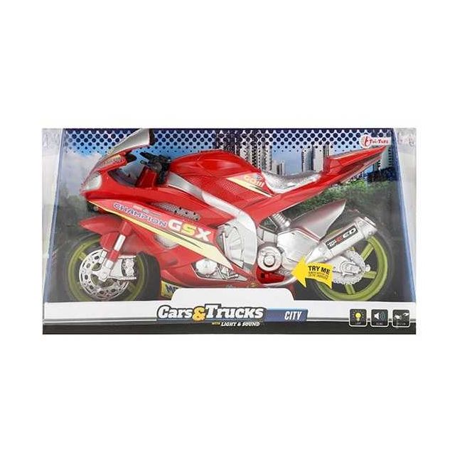 Motocicleta de Curse cu Lumini si Sunete 30 cm Toi-Toys TT29210Z BBJTT29210Z_Rosu