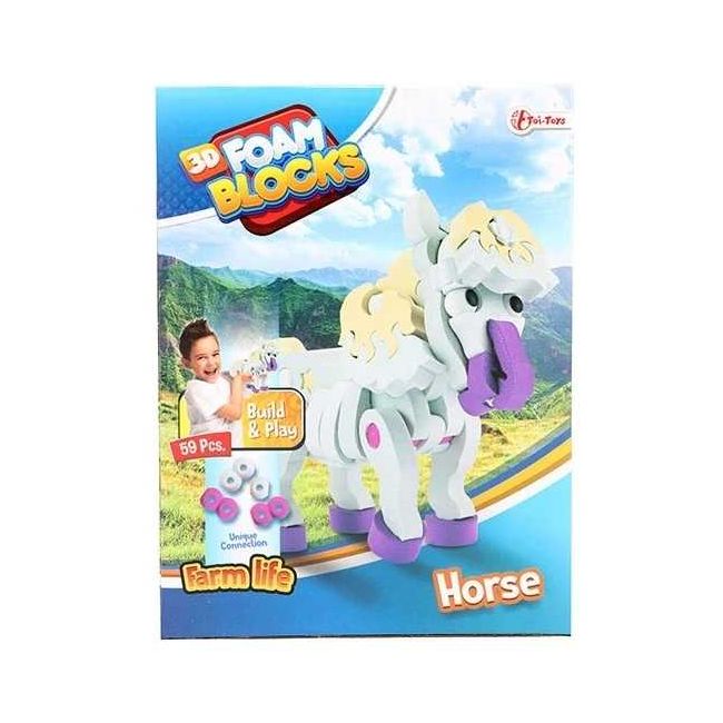 Puzzle 3D Spuma Cal 59 piese Toi-Toys TT43541A BBJTT43541A_Initiala