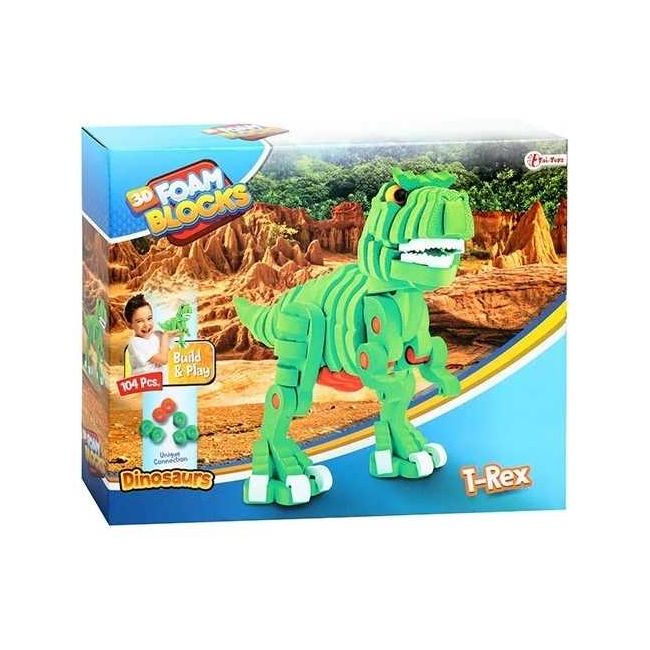 Puzzle 3D Spuma Dino T-Rex 104 piese Toi-Toys TT43542A BBJTT43542A_Verde