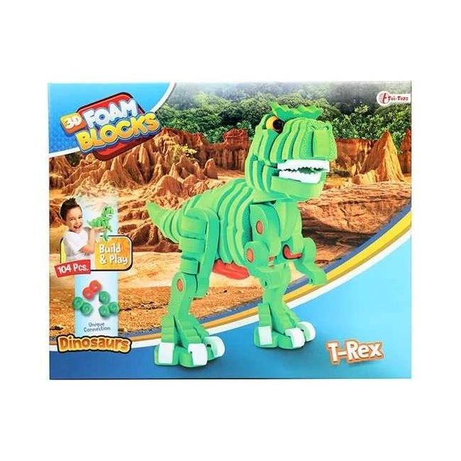 Puzzle 3D Spuma Dino T-Rex 104 piese Toi-Toys TT43542A BBJTT43542A_Verde