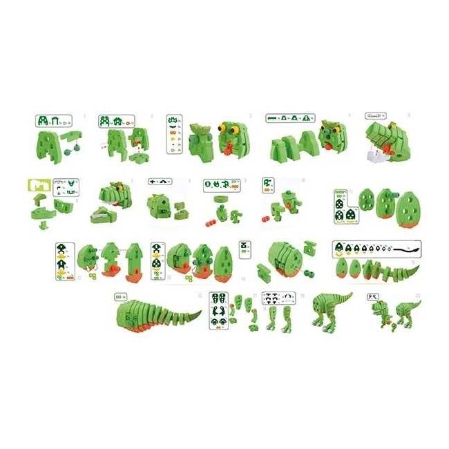 Puzzle 3D Spuma Dino T-Rex 104 piese Toi-Toys TT43542A BBJTT43542A_Verde
