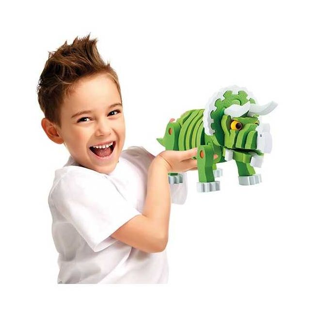 Puzzle 3D Spuma Dino Triceraptos 63 piese Toi-Toys TT43544A BBJTT43544A_Verde