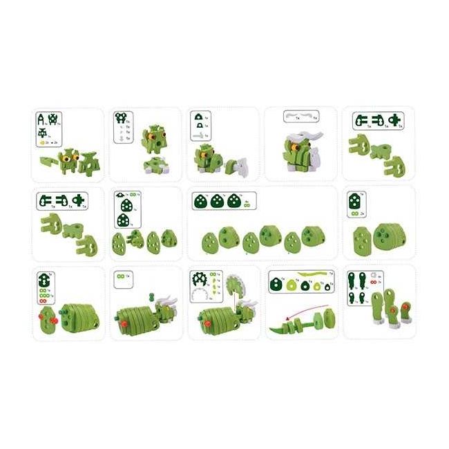 Puzzle 3D Spuma Dino Triceraptos 63 piese Toi-Toys TT43544A BBJTT43544A_Verde