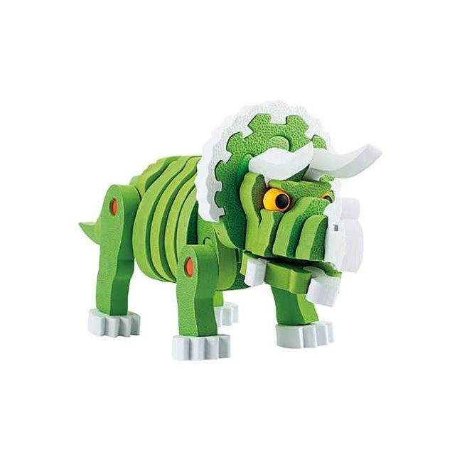 Puzzle 3D Spuma Dino Triceraptos 63 piese Toi-Toys TT43544A BBJTT43544A_Verde