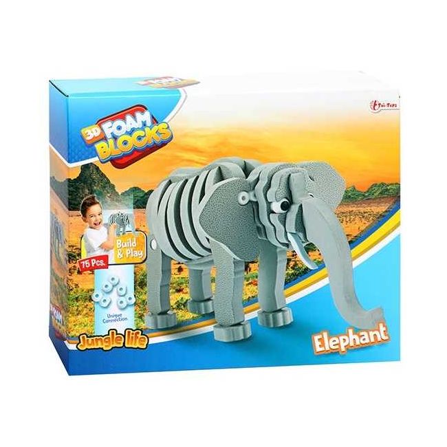 Puzzle 3D Spuma Elefant 75 piese Toi-Toys TT43545A BBJTT43545A_Gri