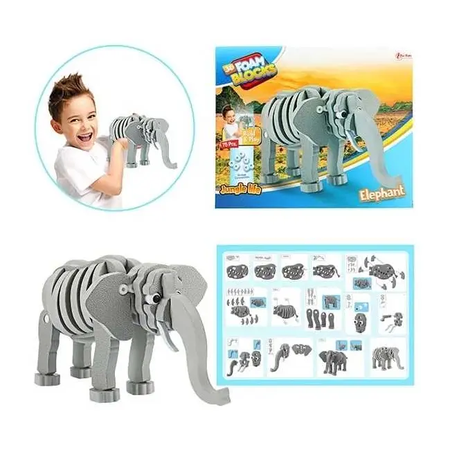 Puzzle 3D Spuma Elefant 75 piese Toi-Toys TT43545A BBJTT43545A_Gri