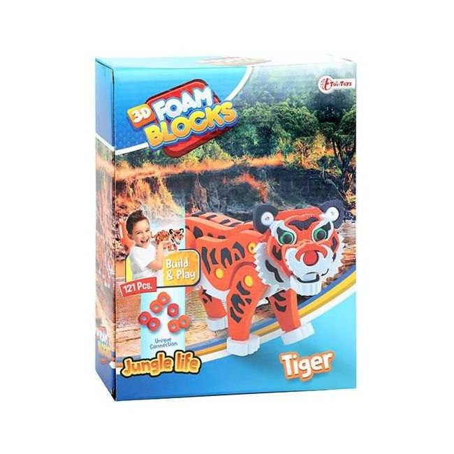 Puzzle 3D Spuma Tigru 121 piese Toi-Toys TT43546A BBJTT43546A_Portocaliu