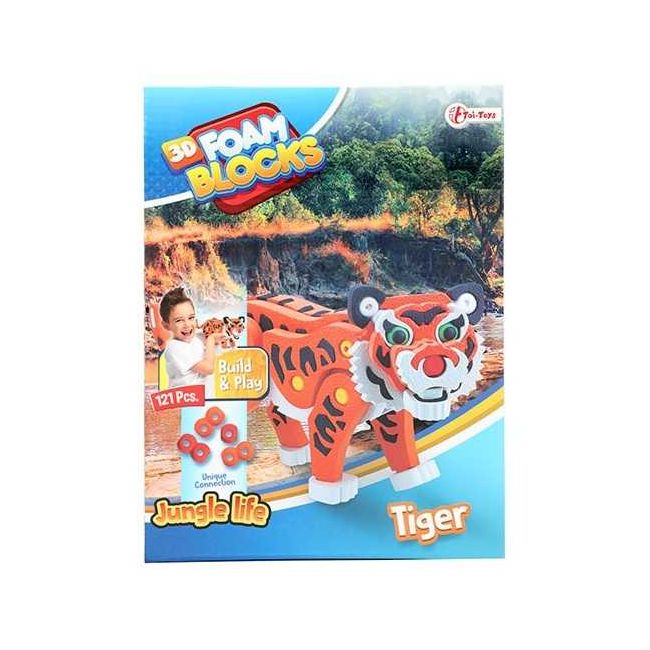 Puzzle 3D Spuma Tigru 121 piese Toi-Toys TT43546A BBJTT43546A_Portocaliu