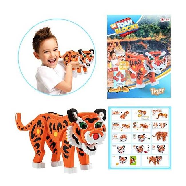 Puzzle 3D Spuma Tigru 121 piese Toi-Toys TT43546A BBJTT43546A_Portocaliu