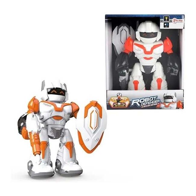 Robot Interactiv Defender cu Lumini, Sunete si Rotire 360 grade Toi-Toys TT30656A BBJTT30656A_Portocaliu