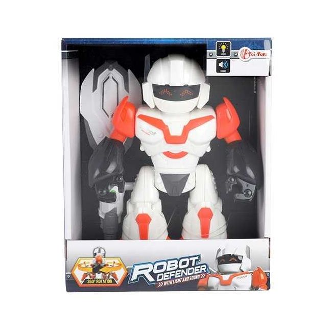 Robot Interactiv Defender cu Lumini, Sunete si Rotire 360 grade Toi-Toys TT30656A BBJTT30656A_Portocaliu
