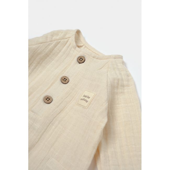 Salopeta cu nasturei, Winter muselin, 100% bumbac - Stone, BabyCosy (Marime: 18-24 Luni) JEMBC-CSYM7036-18
