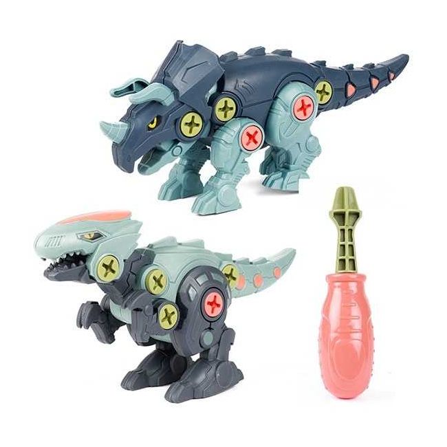 Set 2 Dinozauri Demontabili cu Surubelnita Inclusa Toi-Toys TT43965Z BBJTT43965Z_Albastru
