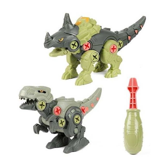 Set 2 Dinozauri Demontabili cu Surubelnita Inclusa Toi-Toys TT43965Z BBJTT43965Z_Verde