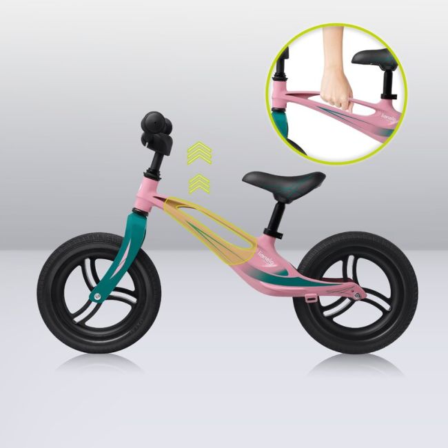 Lionelo - Bicicleta usoara Bart Tour, Fara pedale, Cu cadru din magneziu, Cu ghidon si sa reglabile, Greutate 3.8 Kg, 12 inch, Conform cu standardul european de securitate EN71, Pink Bubblegum BYNLOE-BART_TOUR_PINK_BUBBLEGUM