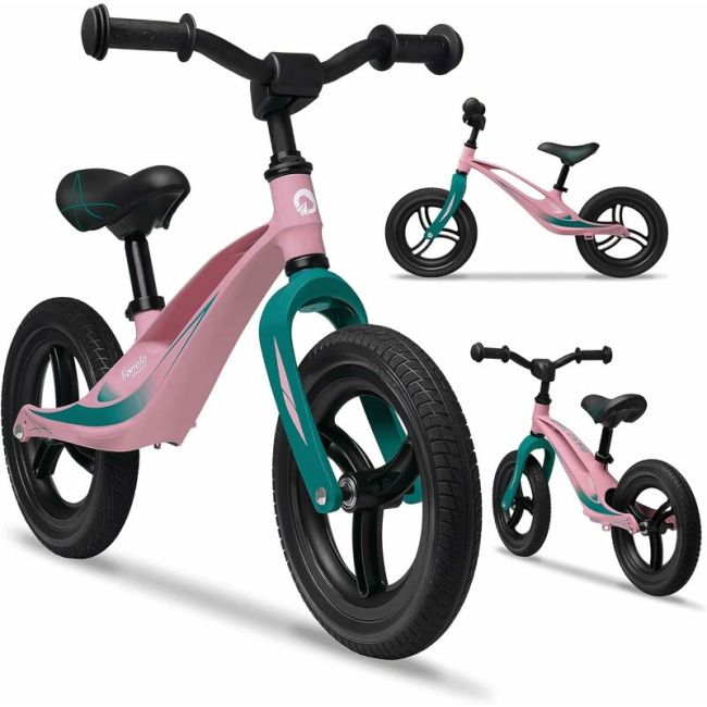 Lionelo - Bicicleta usoara Bart Tour, Fara pedale, Cu cadru din magneziu, Cu ghidon si sa reglabile, Greutate 3.8 Kg, 12 inch, Conform cu standardul european de securitate EN71, Pink Bubblegum BYNLOE-BART_TOUR_PINK_BUBBLEGUM
