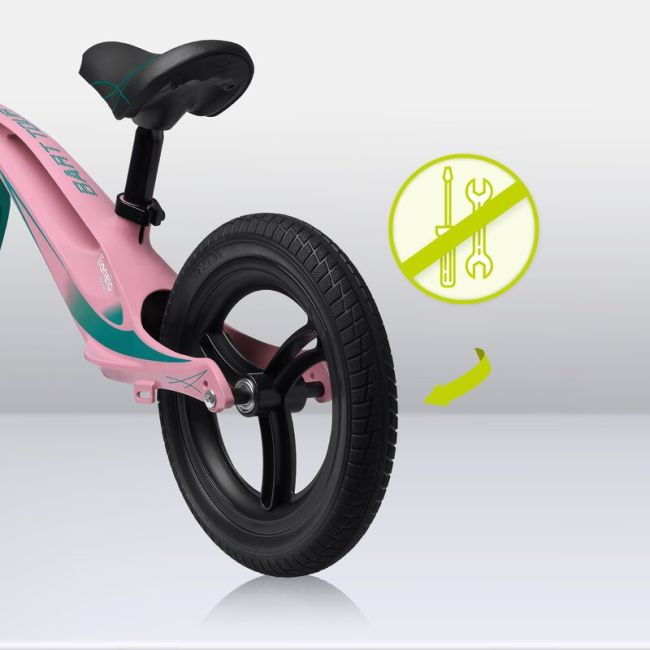 Lionelo - Bicicleta usoara Bart Tour, Fara pedale, Cu cadru din magneziu, Cu ghidon si sa reglabile, Greutate 3.8 Kg, 12 inch, Conform cu standardul european de securitate EN71, Pink Bubblegum BYNLOE-BART_TOUR_PINK_BUBBLEGUM