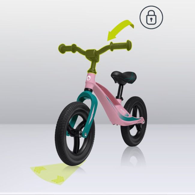 Lionelo - Bicicleta usoara Bart Tour, Fara pedale, Cu cadru din magneziu, Cu ghidon si sa reglabile, Greutate 3.8 Kg, 12 inch, Conform cu standardul european de securitate EN71, Pink Bubblegum BYNLOE-BART_TOUR_PINK_BUBBLEGUM