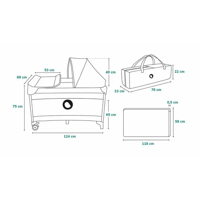 Lionelo - Patut pliant cu doua nivele Sven Plus, 120x60 cm, arcada jucarii, masuta de infasat, vibratii, melodii, conform cu standardele europeane de securitate EN716 si EN12221, Grey BYNLO-SVEN_PLUS_GREY_CONCRETE