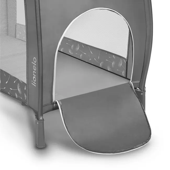 Lionelo - Patut pliant cu doua nivele Sven Plus, 120x60 cm, arcada jucarii, masuta de infasat, vibratii, melodii, conform cu standardele europeane de securitate EN716 si EN12221, Grey BYNLO-SVEN_PLUS_GREY_CONCRETE