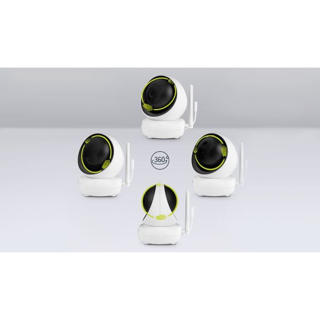 Lionelo - Videofon Babyline 8.3, Cu termometru, Cu melodii, Comunicare in 2 sensuri, Rotire 360 grade, Alb BYNLOC-BABYLINE_8.3_WHITE