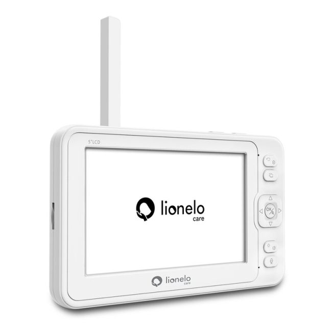 Lionelo - Videofon Babyline 8.3, Cu termometru, Cu melodii, Comunicare in 2 sensuri, Rotire 360 grade, Alb BYNLOC-BABYLINE_8.3_WHITE