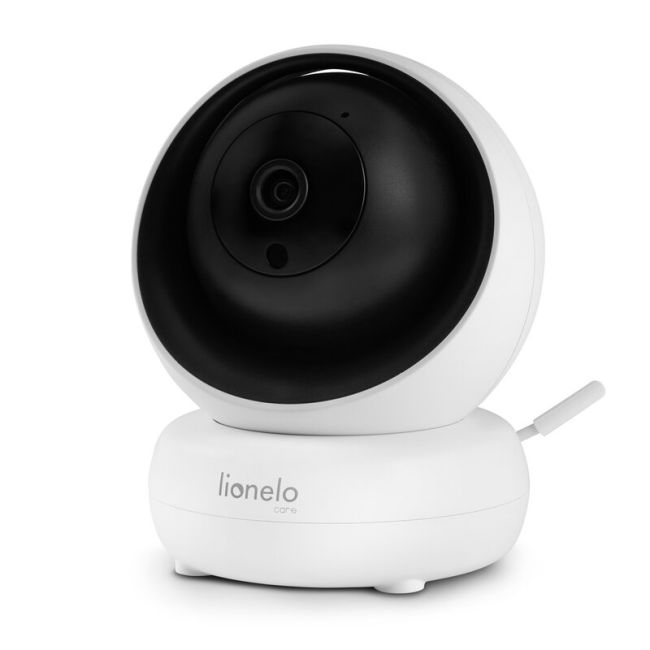 Lionelo - Videofon Babyline 8.3, Cu termometru, Cu melodii, Comunicare in 2 sensuri, Rotire 360 grade, Alb BYNLOC-BABYLINE_8.3_WHITE