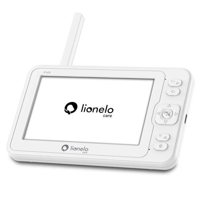 Lionelo - Videofon Babyline 8.3, Cu termometru, Cu melodii, Comunicare in 2 sensuri, Rotire 360 grade, Alb BYNLOC-BABYLINE_8.3_WHITE