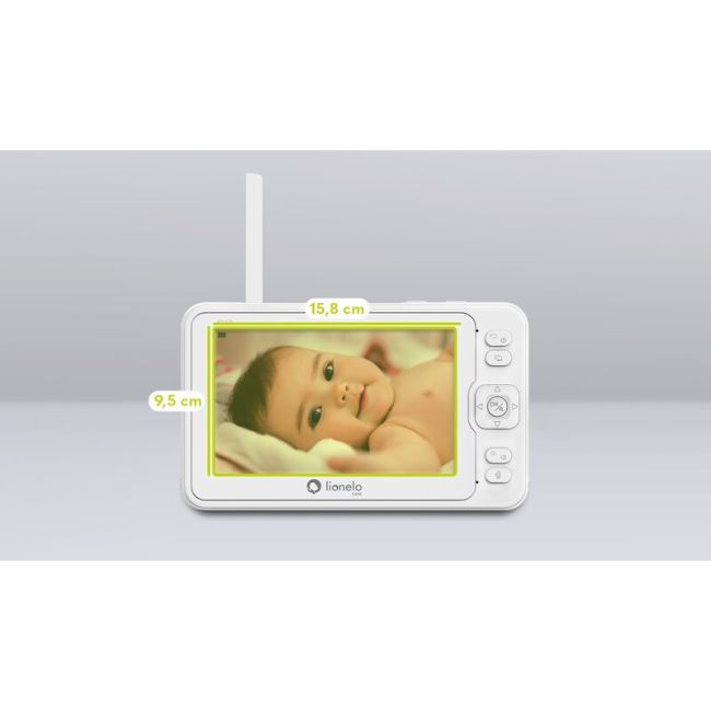 Lionelo - Videofon Babyline 8.3, Cu termometru, Cu melodii, Comunicare in 2 sensuri, Rotire 360 grade, Alb BYNLOC-BABYLINE_8.3_WHITE