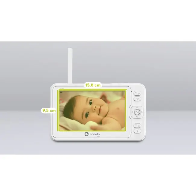 Lionelo - Videofon Babyline 8.3, Cu termometru, Cu melodii, Comunicare in 2 sensuri, Rotire 360 grade, Alb BYNLOC-BABYLINE_8.3_WHITE