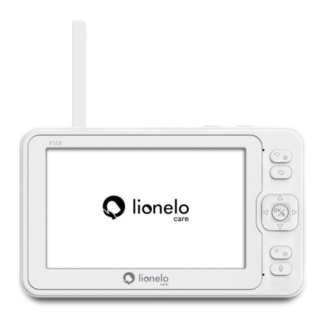 Lionelo - Videofon Babyline 8.3, Cu termometru, Cu melodii, Comunicare in 2 sensuri, Rotire 360 grade, Alb BYNLOC-BABYLINE_8.3_WHITE