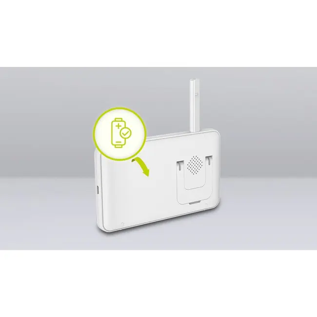 Lionelo - Videofon Babyline 8.3, Cu termometru, Cu melodii, Comunicare in 2 sensuri, Rotire 360 grade, Alb BYNLOC-BABYLINE_8.3_WHITE