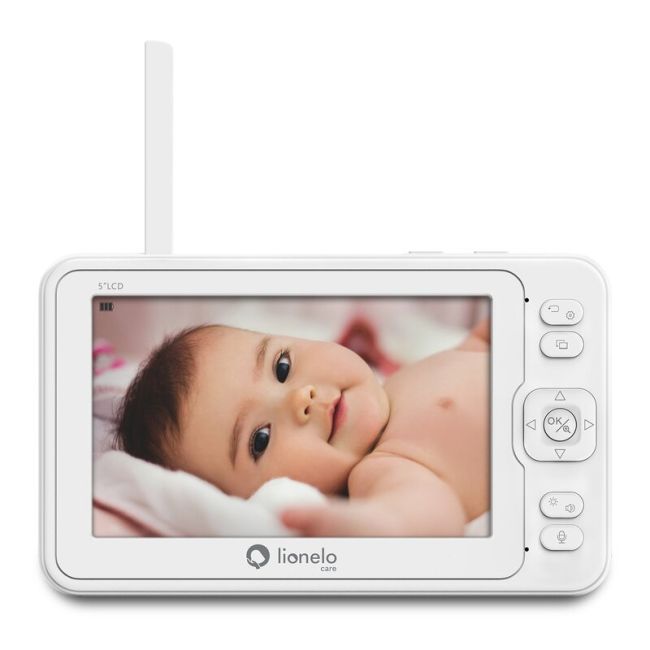 Lionelo - Videofon Babyline 8.3, Cu termometru, Cu melodii, Comunicare in 2 sensuri, Rotire 360 grade, Alb BYNLOC-BABYLINE_8.3_WHITE