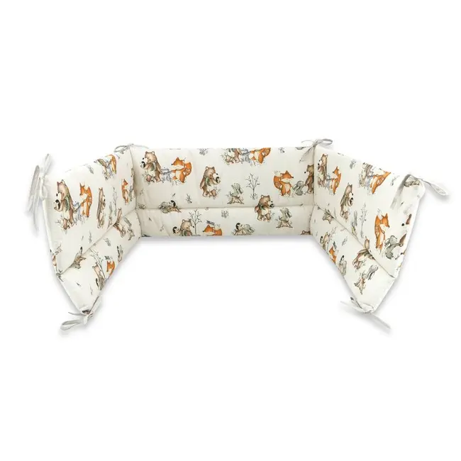 MimiNu - Aparatoare pentru patut 120x60 cm, Din bumbac certificat Oeko Tex Standard 100, Cu inaltimea de 30 cm, Cu panglici, Design, Time for fun BYN6426972024266