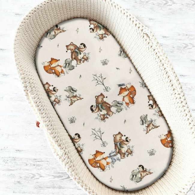 MimiNu - Cearceaf cu elastic pentru landou, carucior si cosulet, Dimensiune 80x35 cm, Din bumbac certificat Oeko Tex Standard 100, Design, Time for fun BYN6426972024327