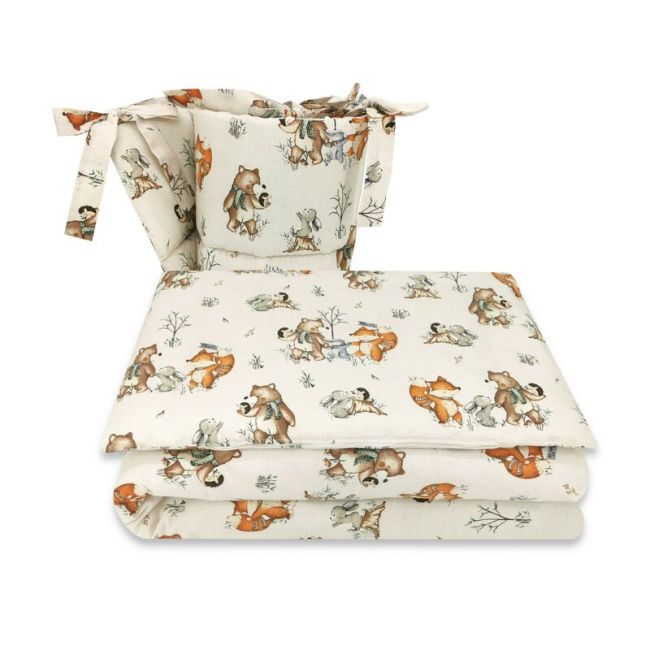MimiNu - Set lenjerie patut 5 piese, Cu pilota si perna, Din bumbac certificat Oeko Tex Standard 100, Pentru patut 120x60 cm, Design, Time for fun BYN6426972024303