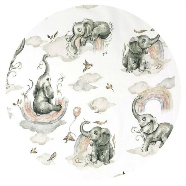 Qmini - Cearceaf cu elastic pentru patut co-sleeper, Theo, Dimensiune 85 x 46 cm, Din bumbac certificat Oeko Tex Standard 100, Elephants on Rainbow BYN6426972024433