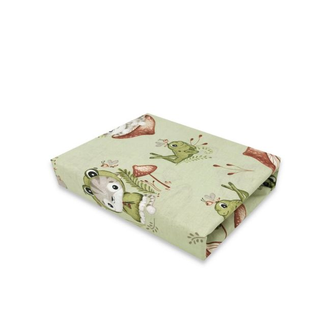 Qmini - Cearceaf cu elastic pentru patut co-sleeper, Theo, Dimensiune 85 x 46 cm, Din bumbac certificat Oeko Tex Standard 100, Frogs BYN6426972024419